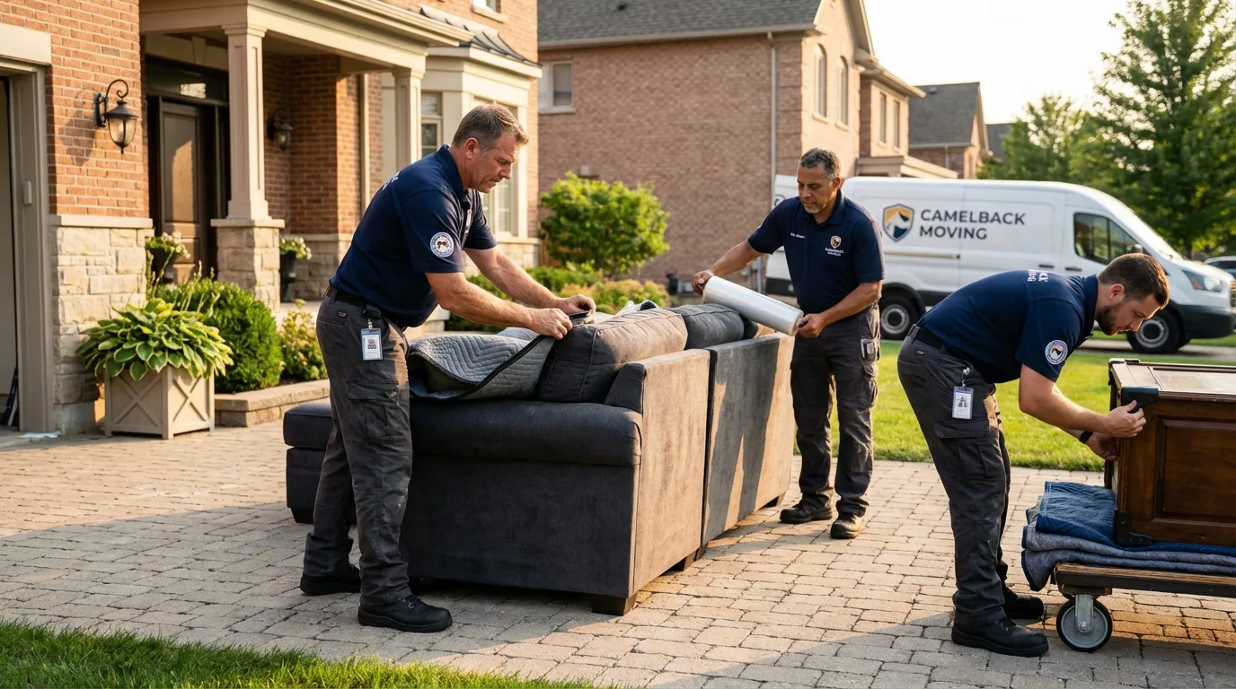 Large estate moving crew wrapping furniture in Hesperia, CA
